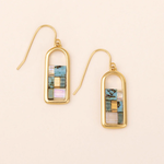 Gold Framed Turquoise Miyuki Bead Earrings