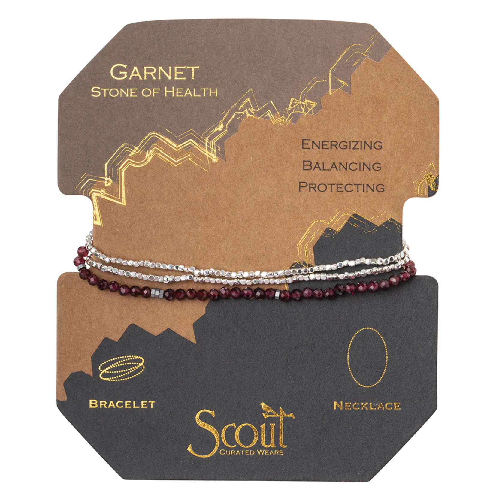 Delicate Stone Wrap Bracelet - Silver Garnet