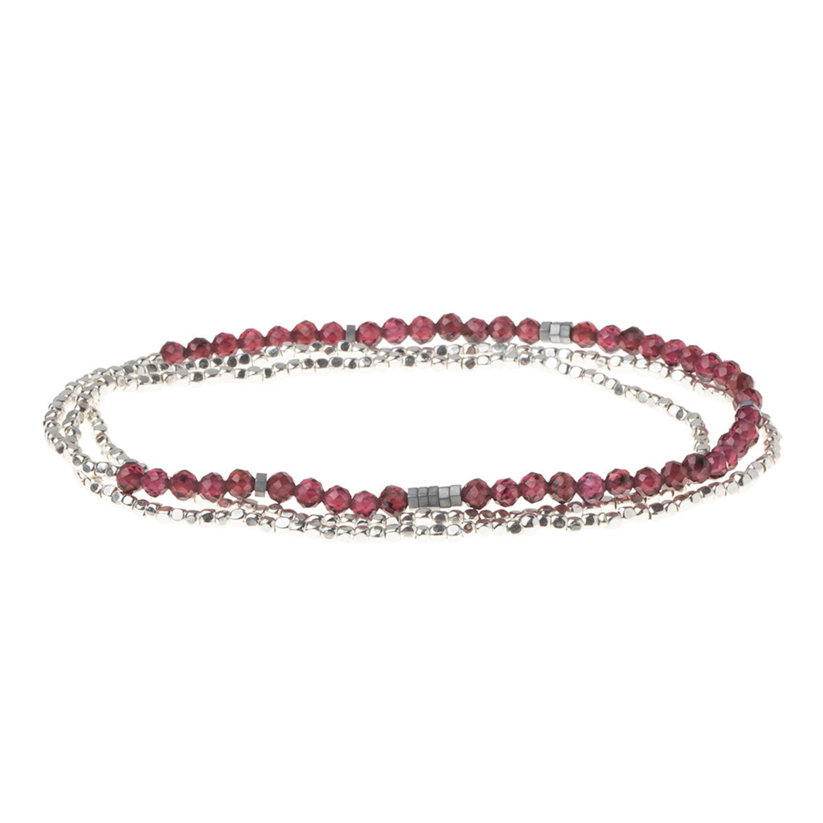 Delicate Stone Wrap Bracelet - Silver Garnet