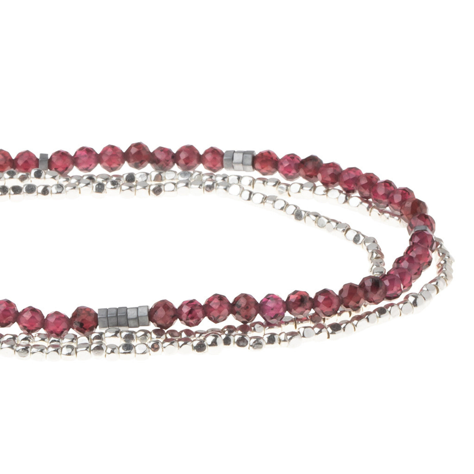 Delicate Stone Wrap Bracelet - Silver Garnet