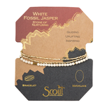 Delicate Stone Wrap Bracelet - Gold White Fossil