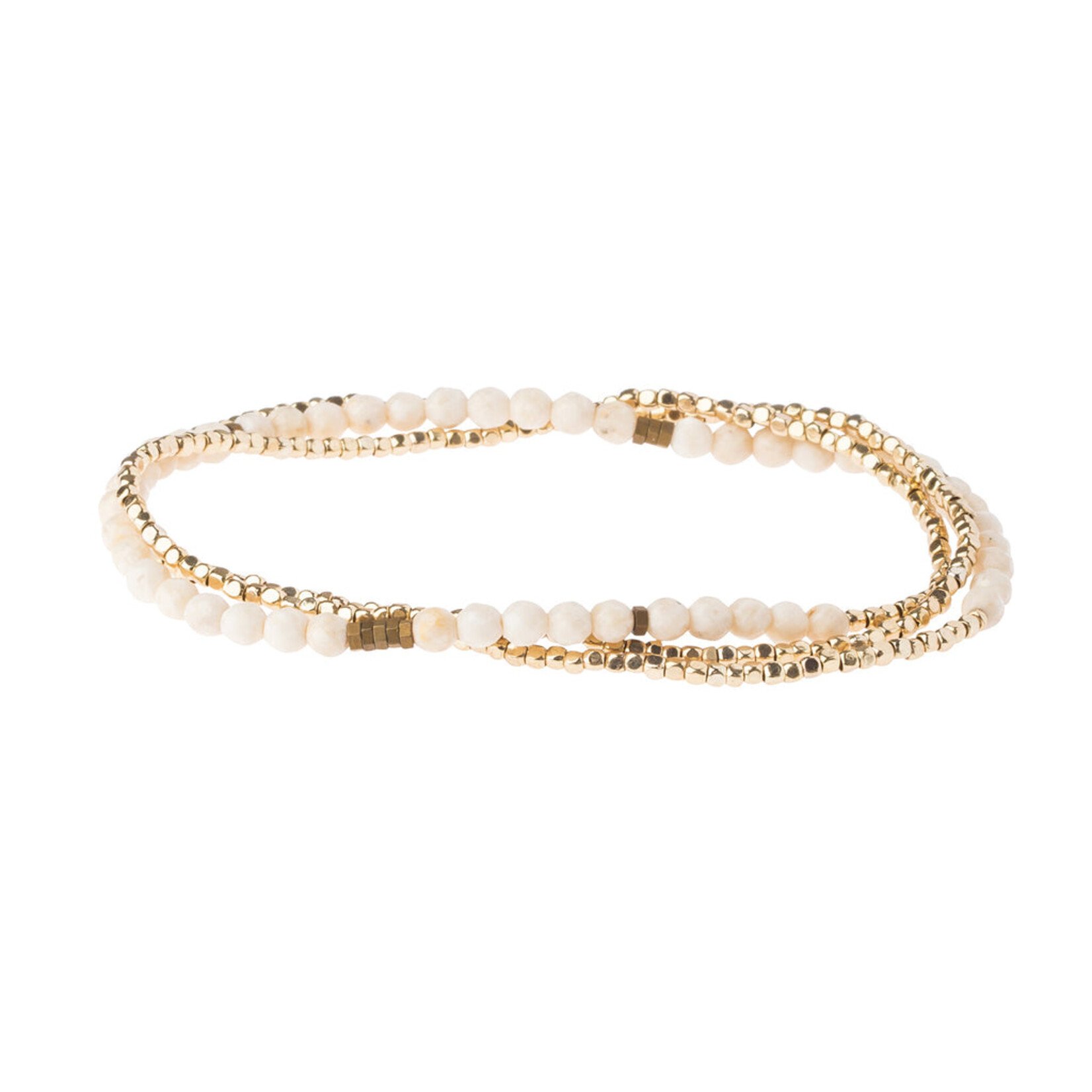 Delicate Stone Wrap Bracelet - Gold White Fossil