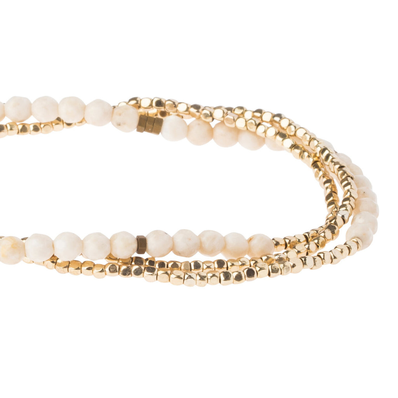 Delicate Stone Wrap Bracelet - Gold White Fossil