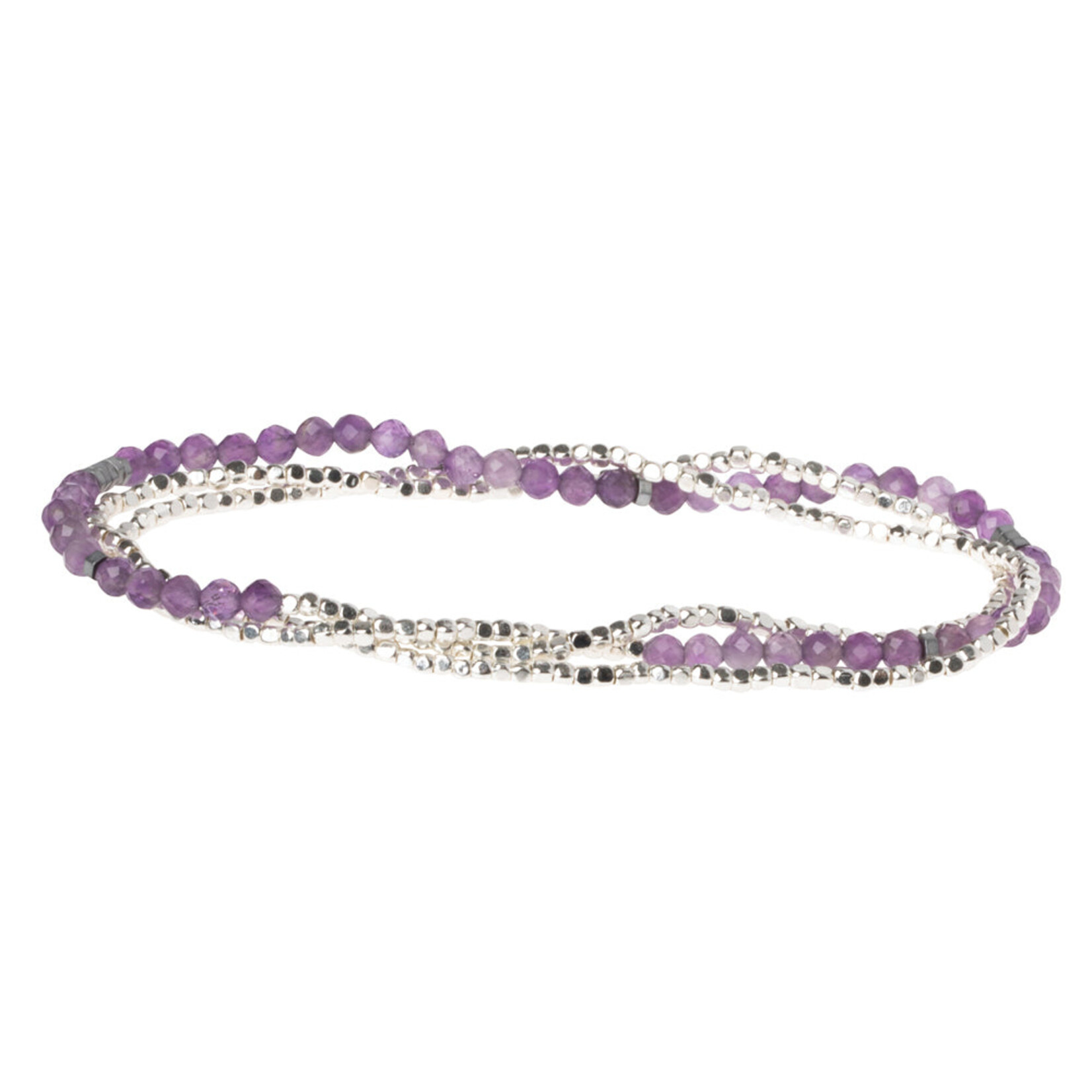 Delicate Stone Wrap Bracelet - Silver Amethyst