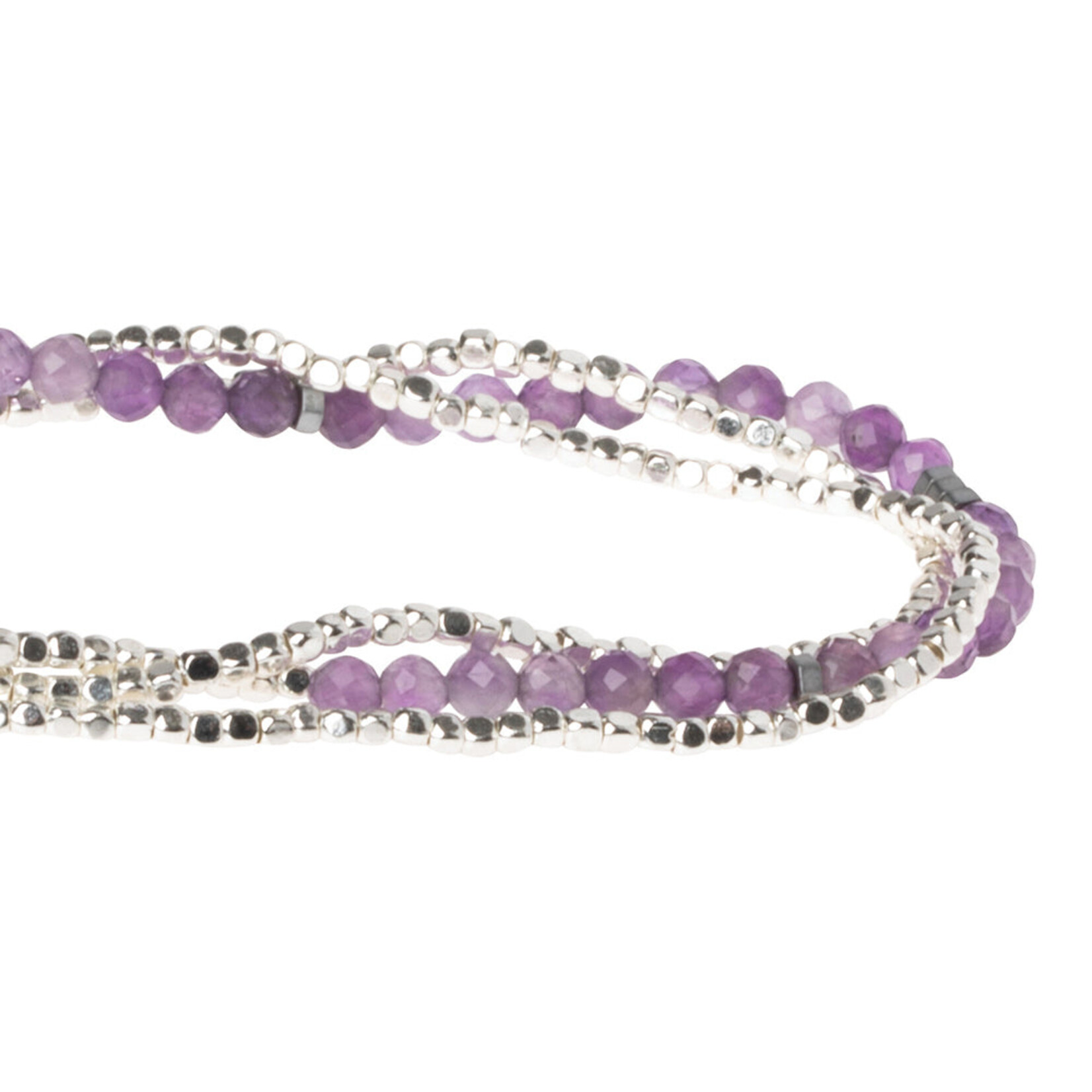 Delicate Stone Wrap Bracelet - Silver Amethyst