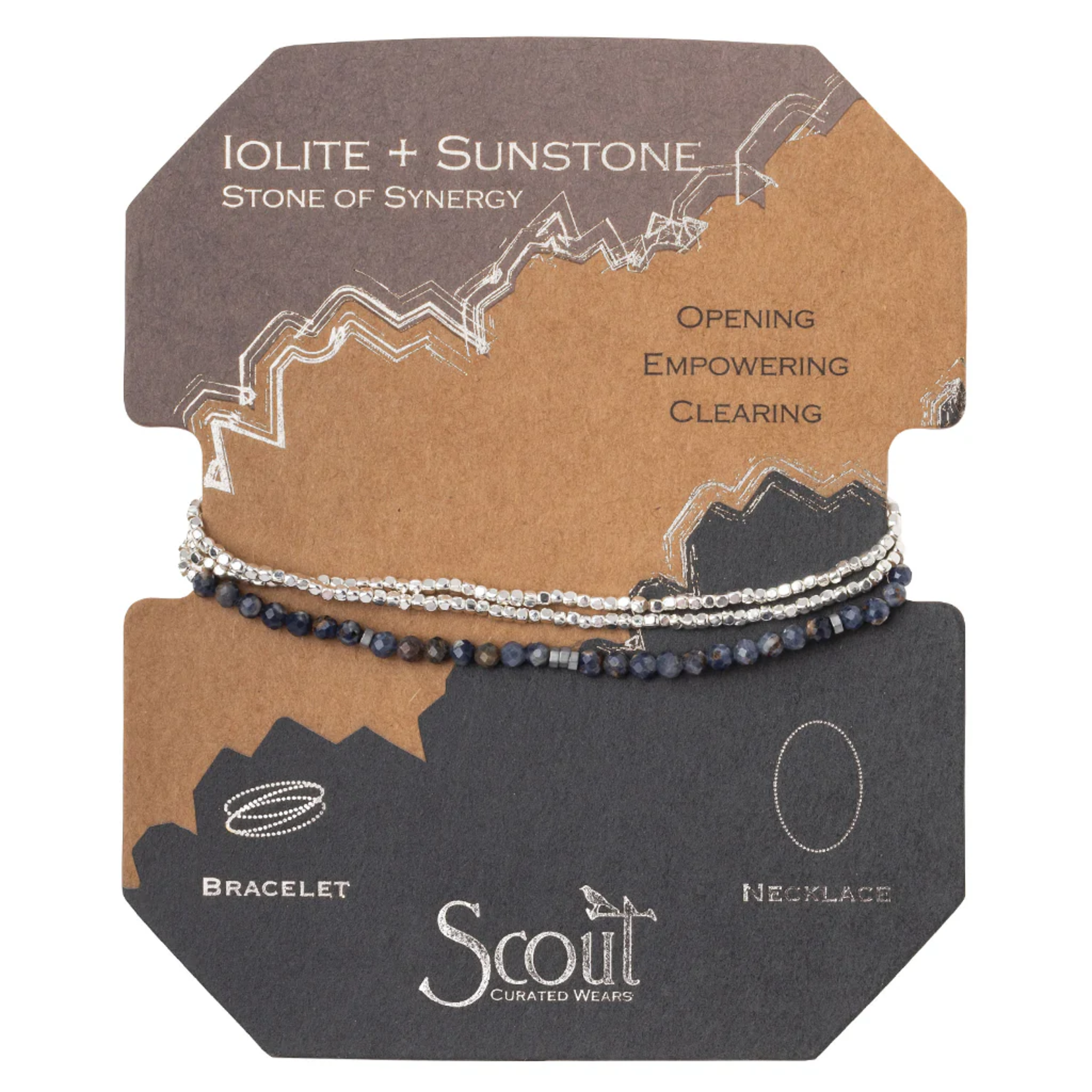 Delicate Stone Wrap Bracelet - Silver Iolite Sunstone
