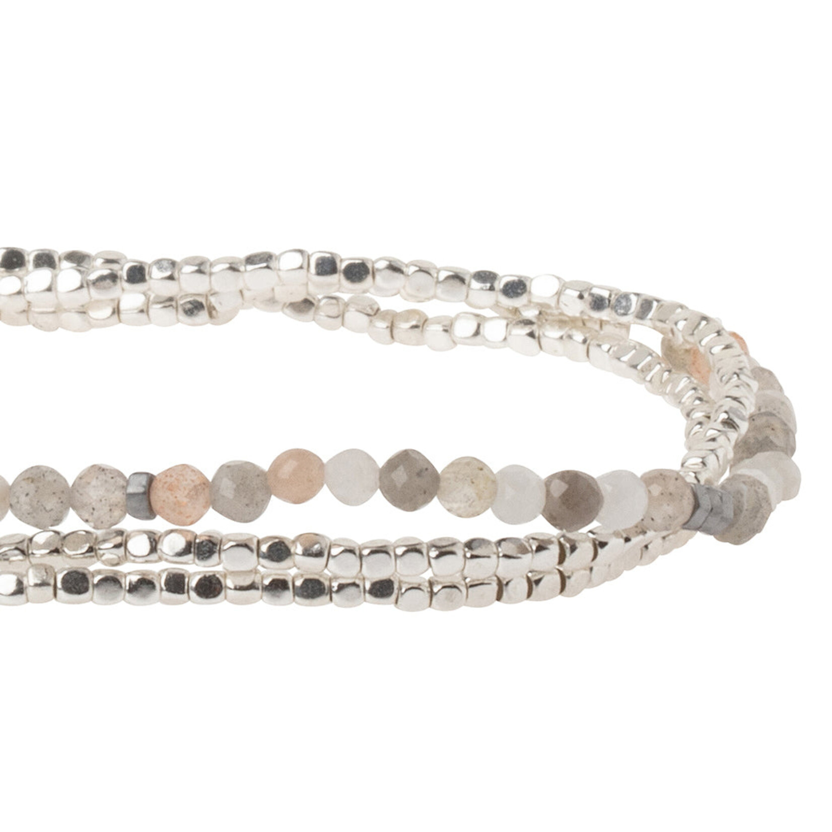 Delicate Stone Wrap Bracelet - Silver Moonstone