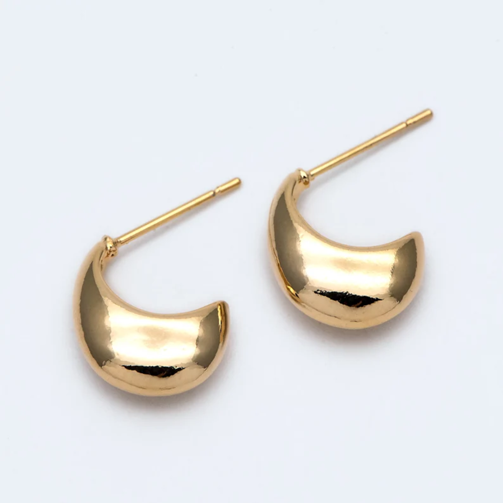 Gold Crescent Stud Earrings