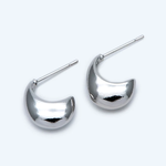 Silver Crescent Stud Earrings