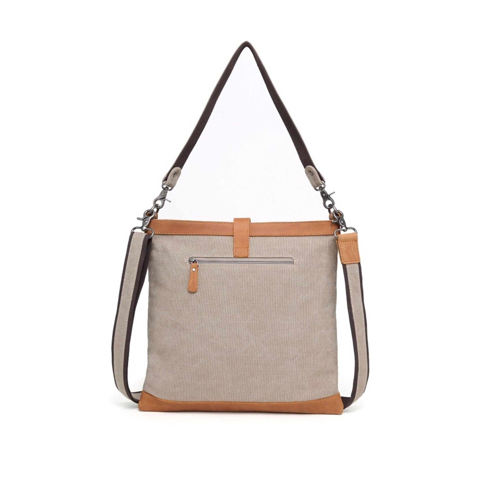 Canvas Shoulder Bag w Leather Strap Khaki Copper Alley Gift Boutique