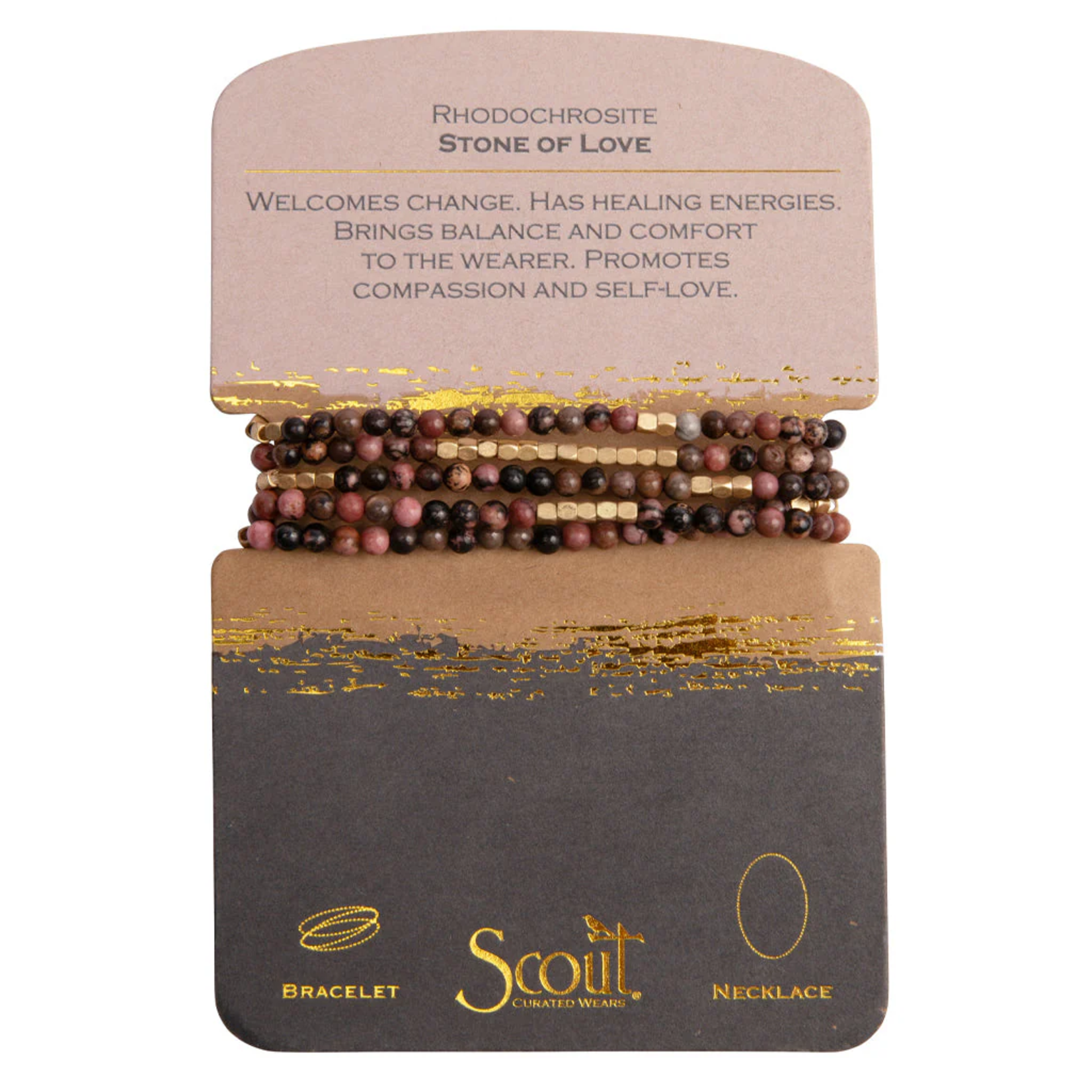 Wrap Bracelet/Necklace Rhodochrosite - Stone of Love
