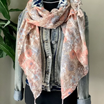 Lightweight Scarf - Pink & Blue Floral