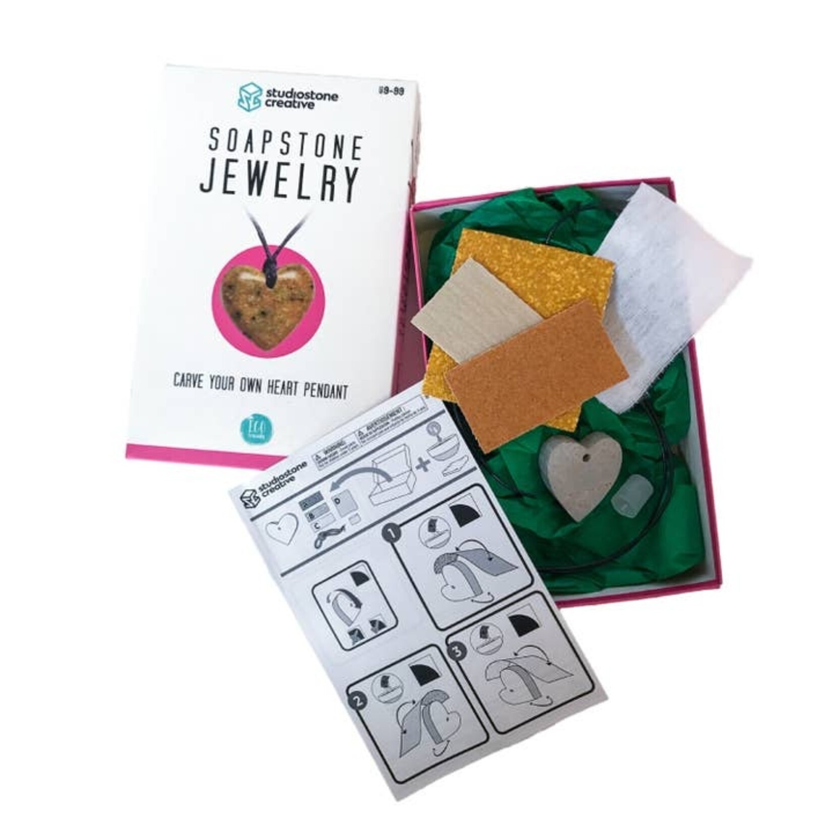 Heart Pendant Soapstone Carving & Whittling Kit