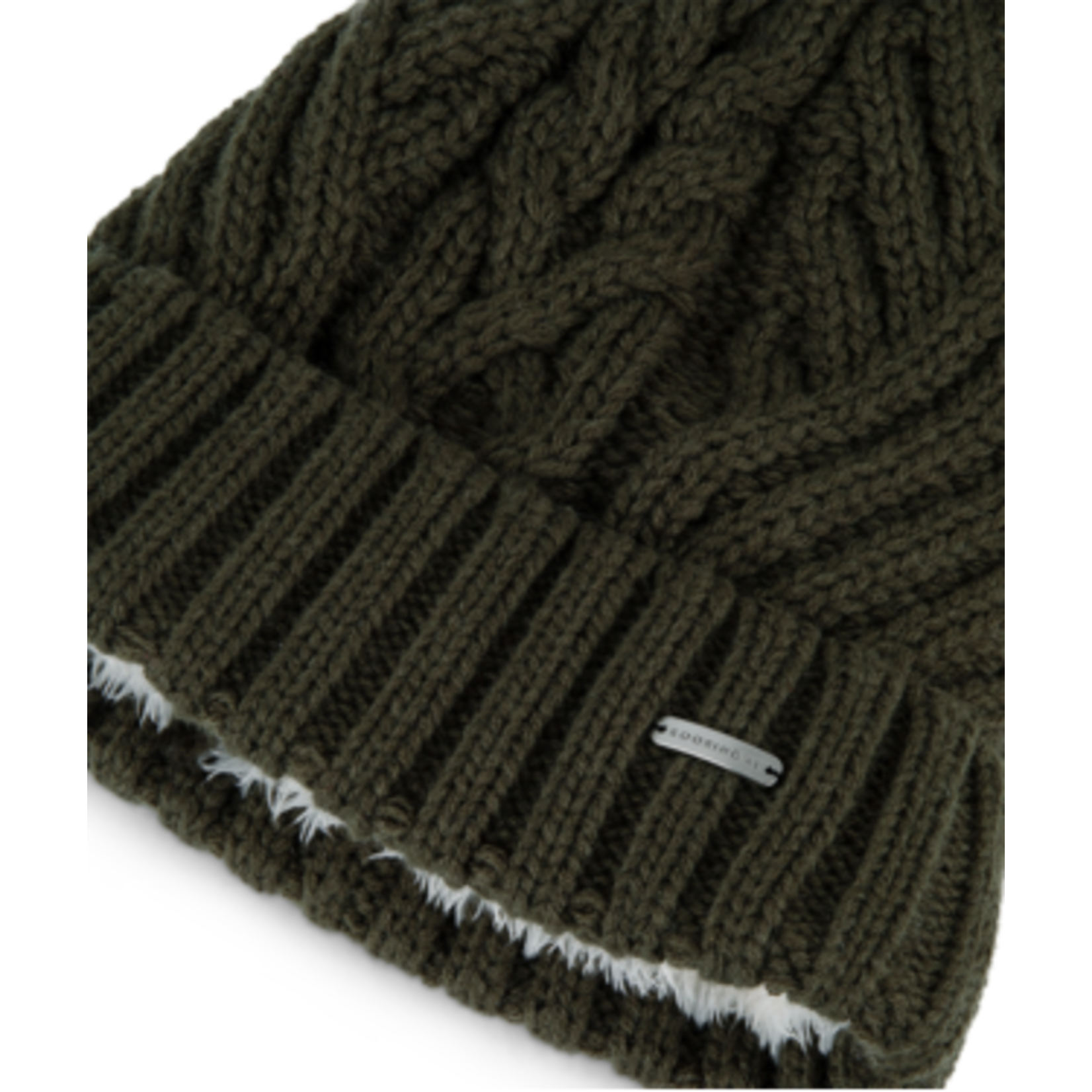 Olive Wool Blend Beanie w Pompom - Tamara