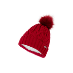 Red Wool Blend Beanie w Pompom - Tamara
