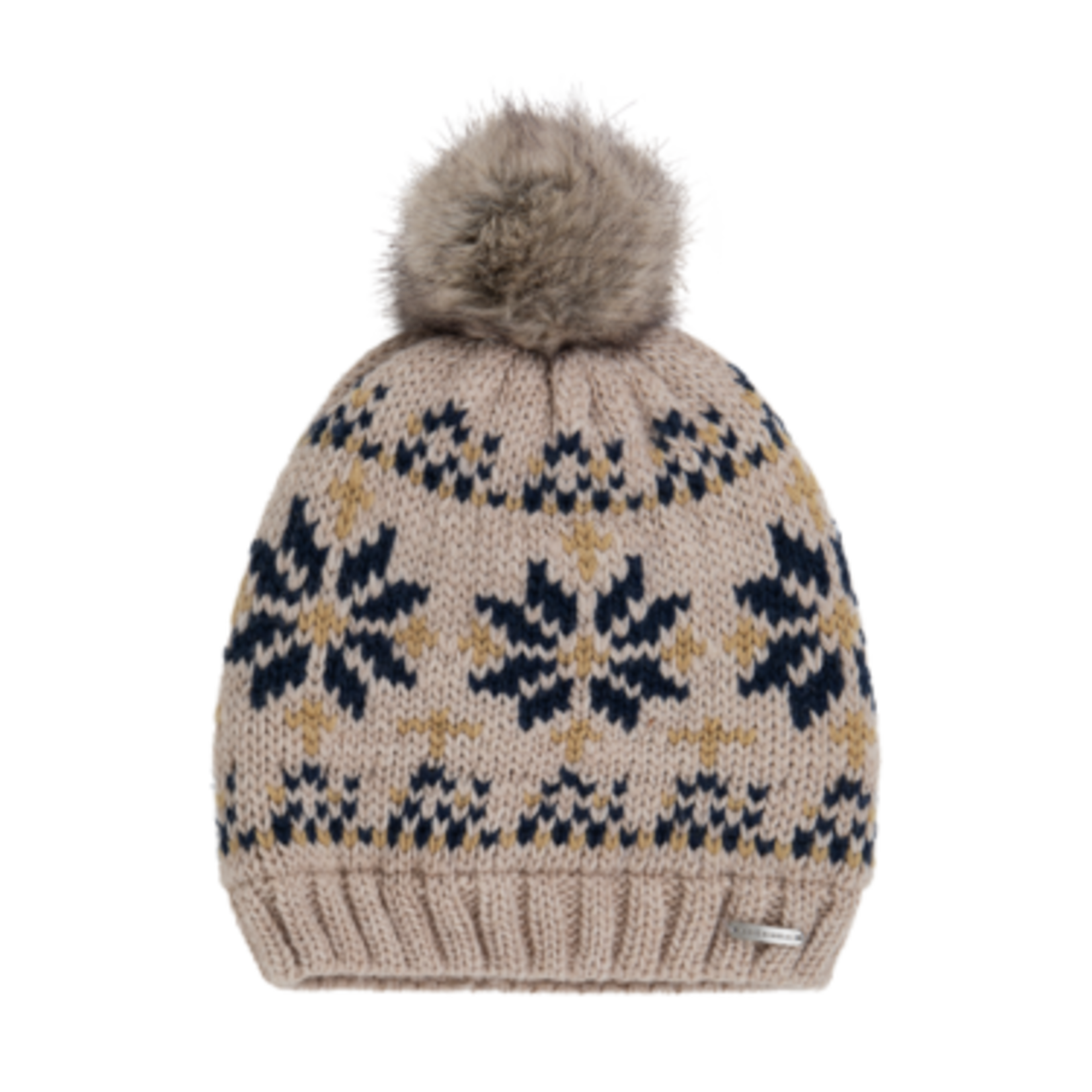 Natural Snowflake Beanie w Pompom - Nia