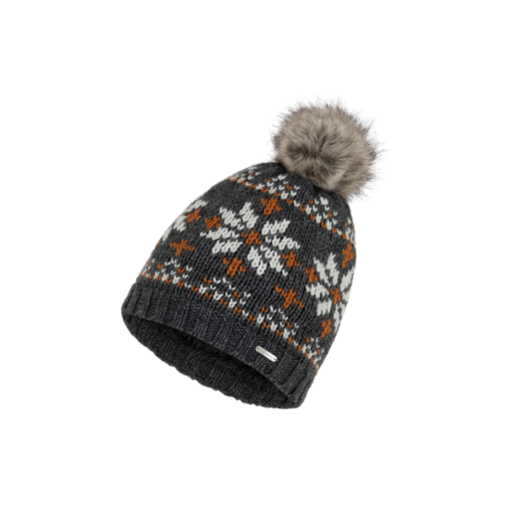 Grey Snowflake Beanie w Pompom - Nia