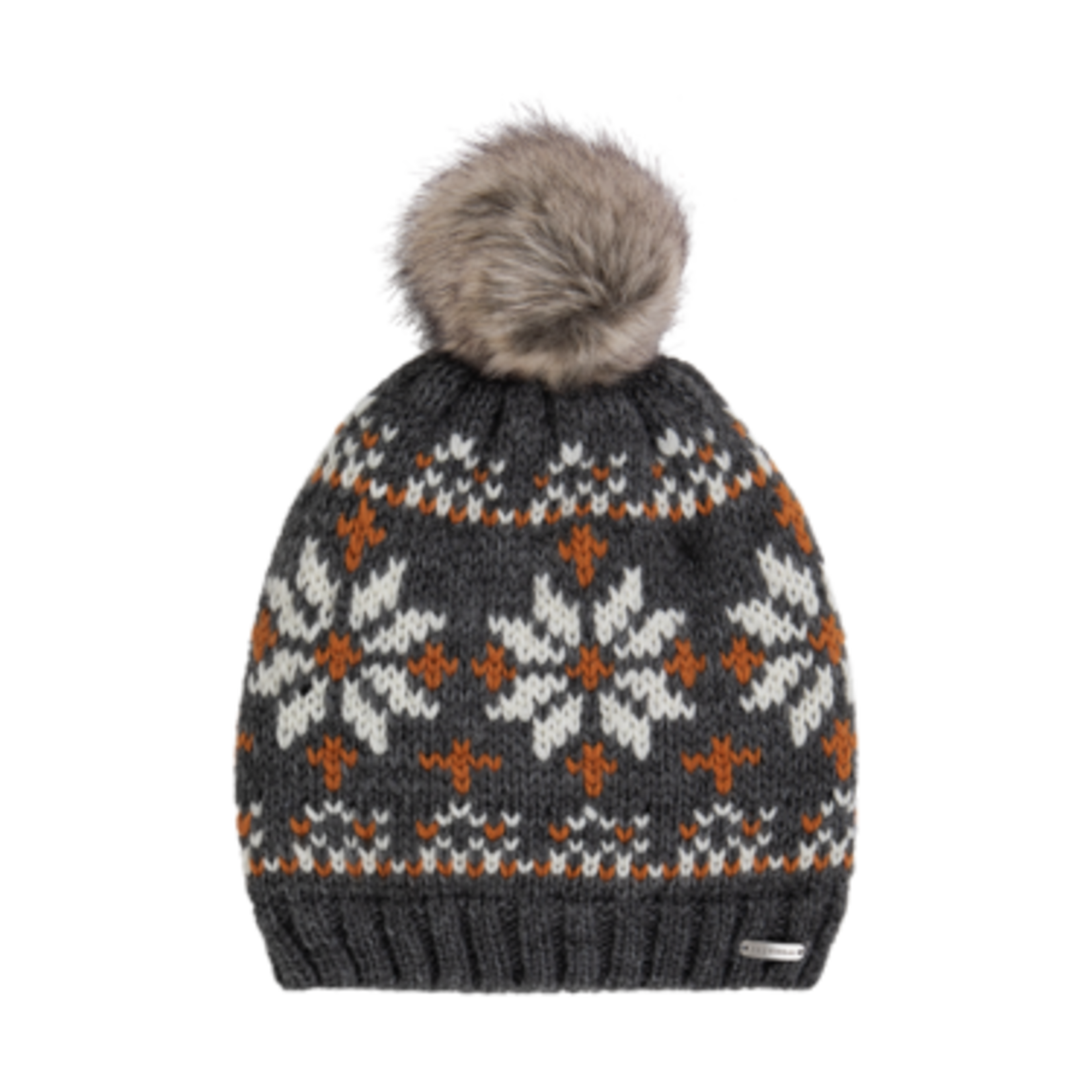 Grey Snowflake Beanie w Pompom - Nia