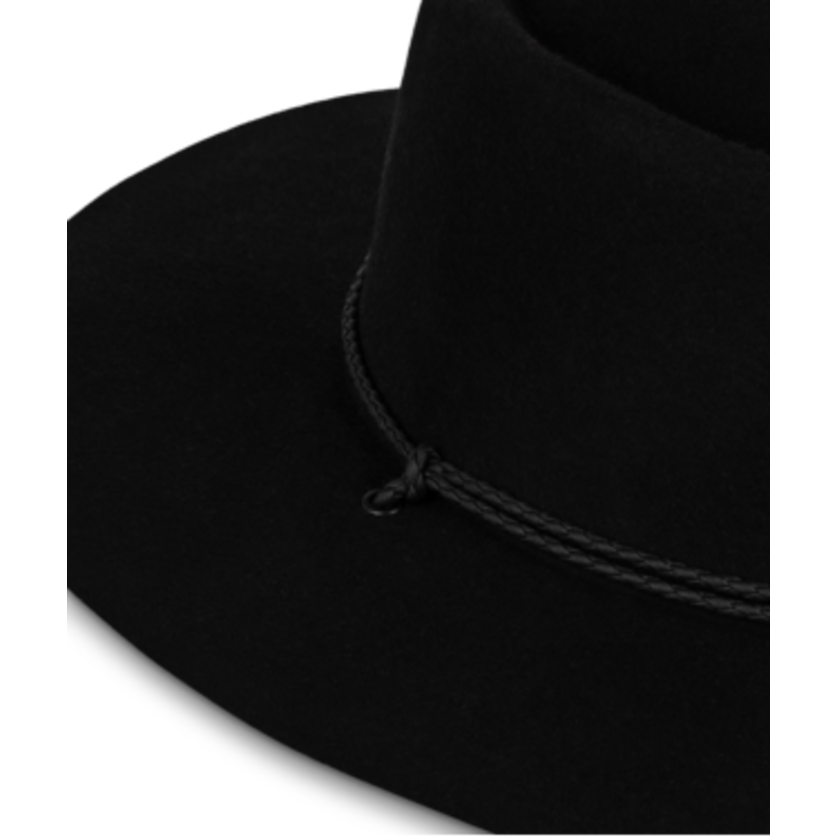Black Wide Brim Fedora w Strap - Selwyn
