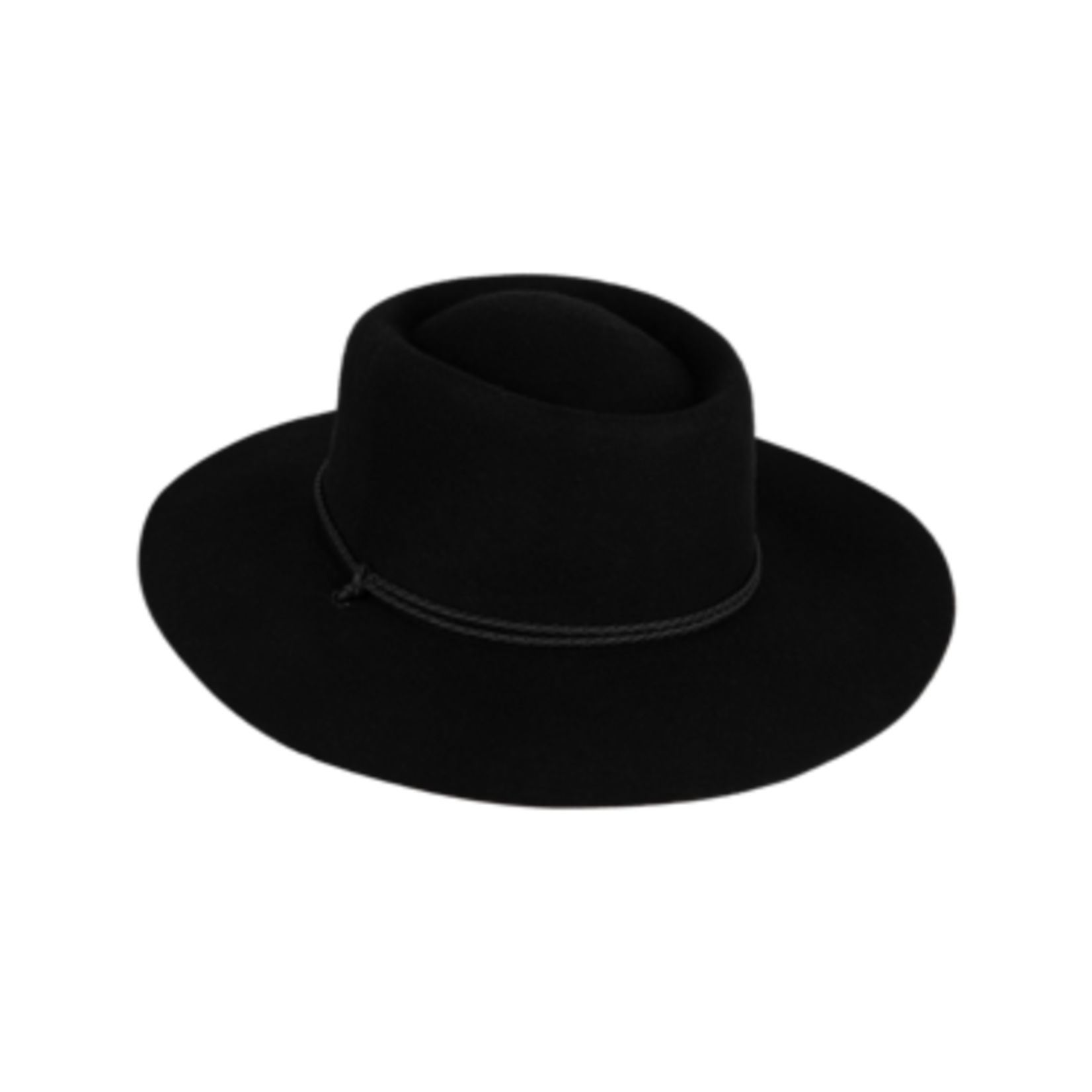 Black Wide Brim Fedora w Strap - Selwyn