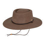 Brown Wide Brim Fedora w Strap - Selwyn