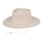 Stone Wide Brim Fedora w Strap - Selwyn