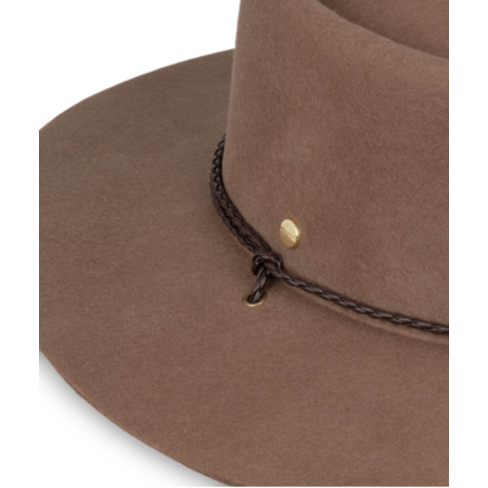 Brown Wide Brim Fedora w Strap - Selwyn