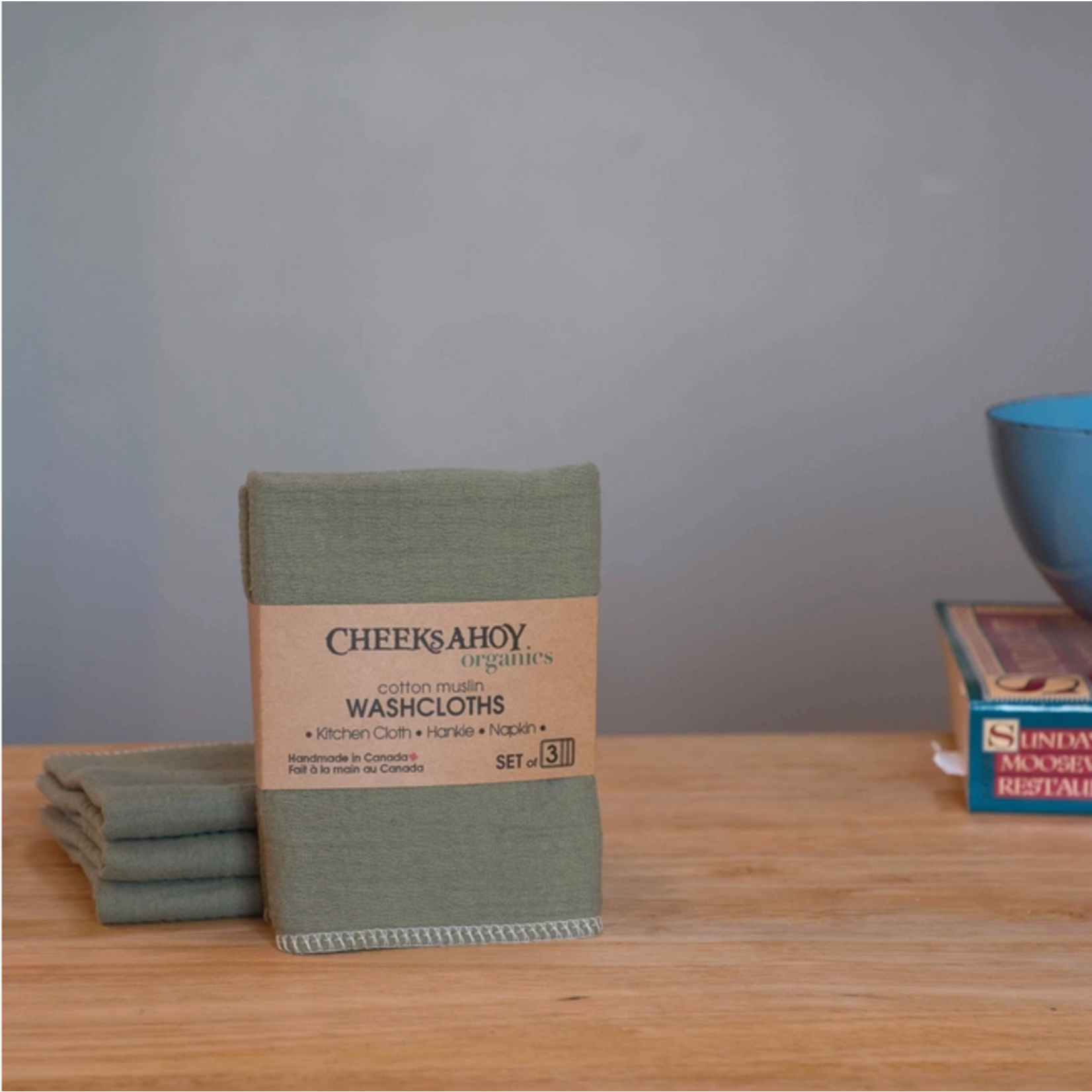Organic Cotton Muslin Washcloth - Sage