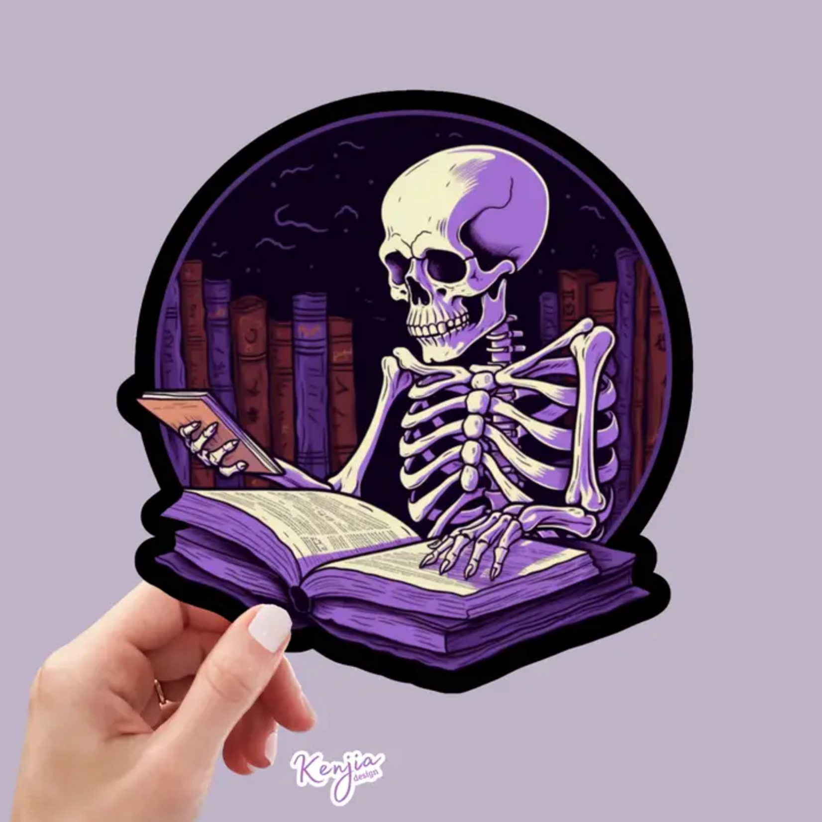 Reading Skeleton Sticker