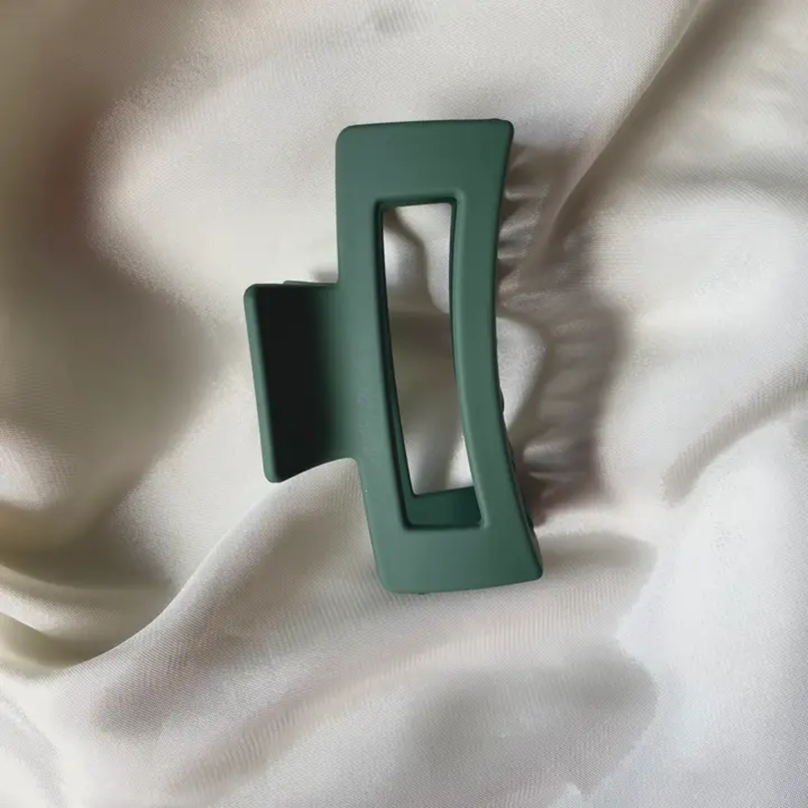 Matte Green Block Claw Clip - Medium