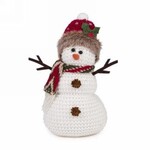 Knit Snowman Figurine w Faux Fur