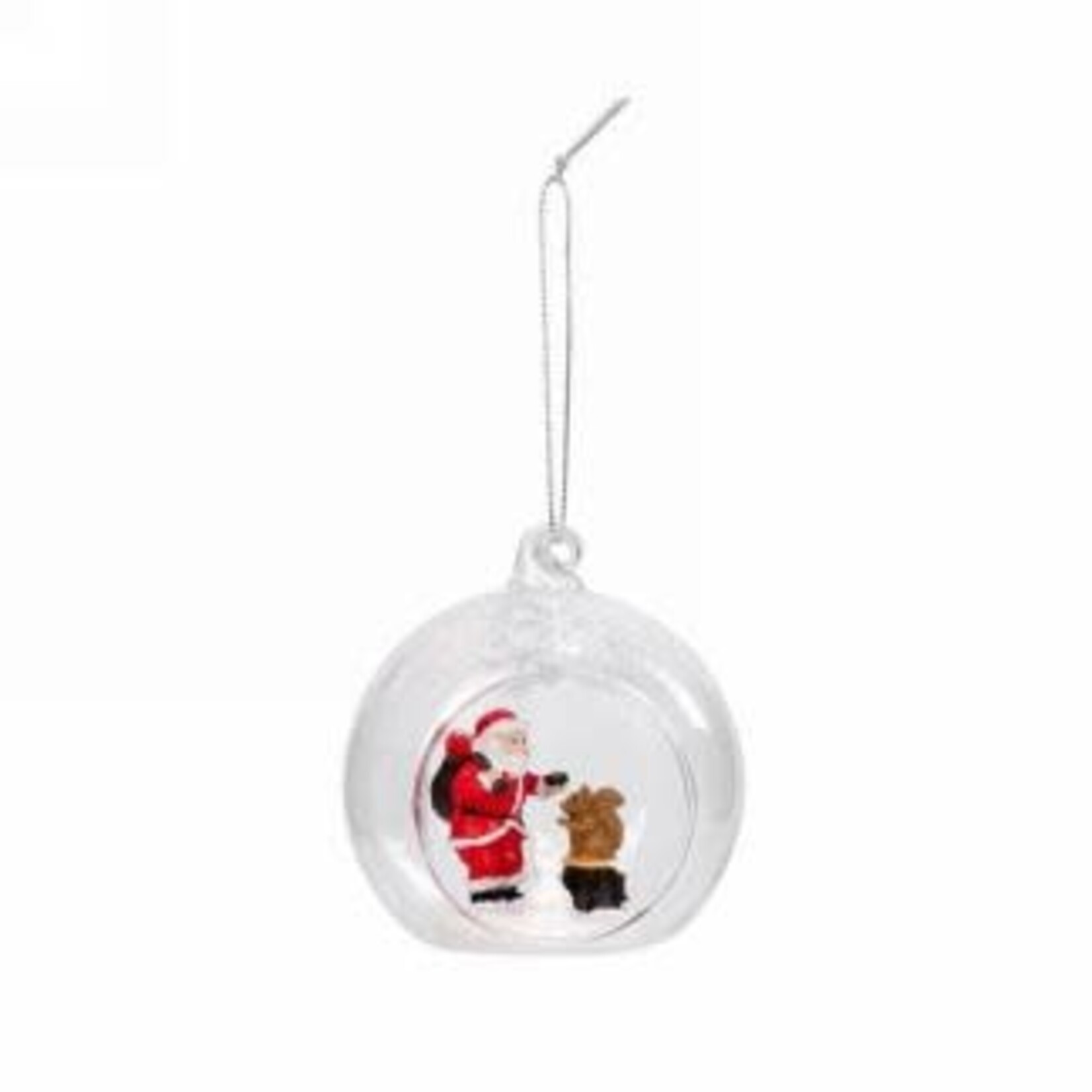 Glass Ornament w Santa & Squirrel
