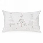 White & Silver Rectangular Tree Cushion