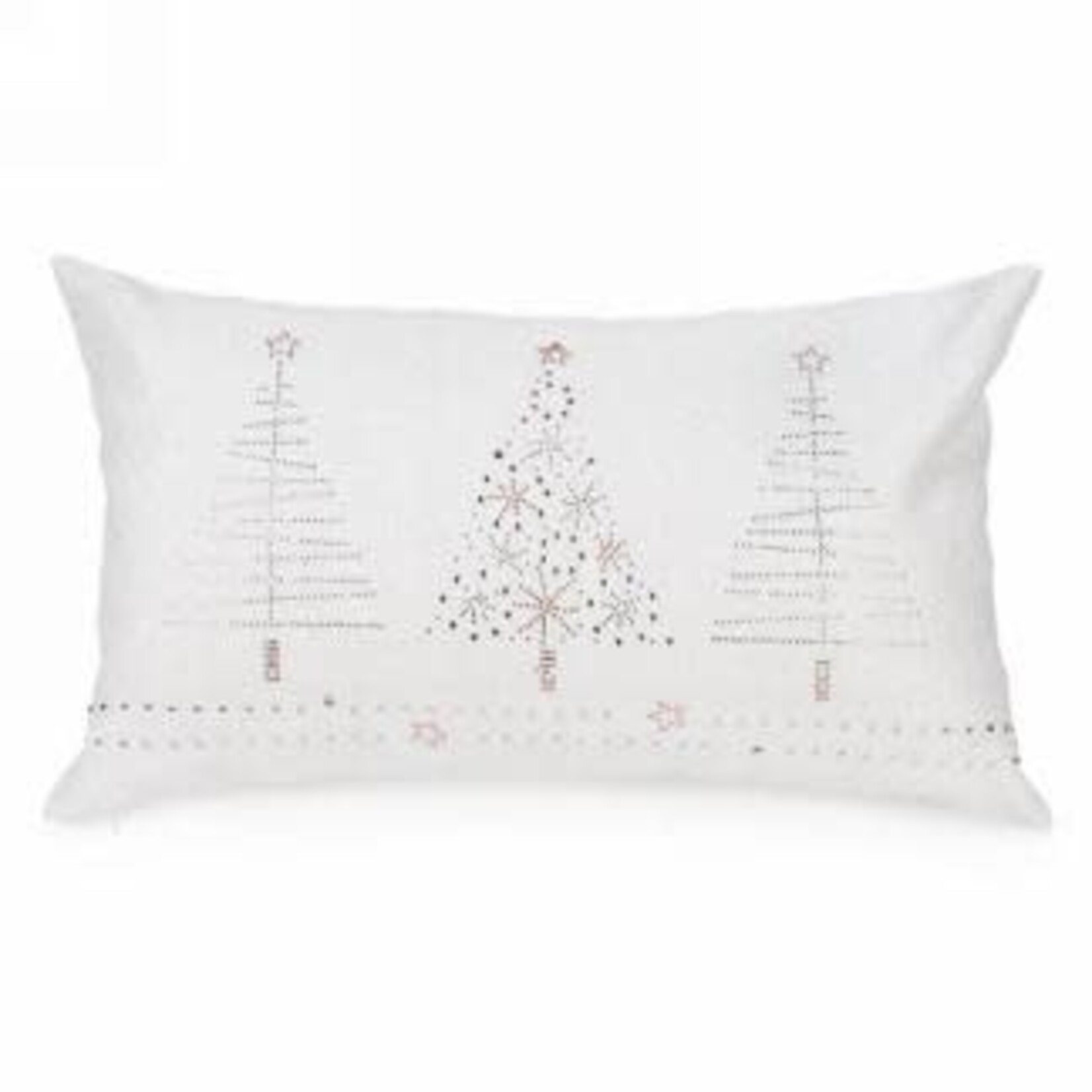 White & Silver Rectangular Tree Cushion