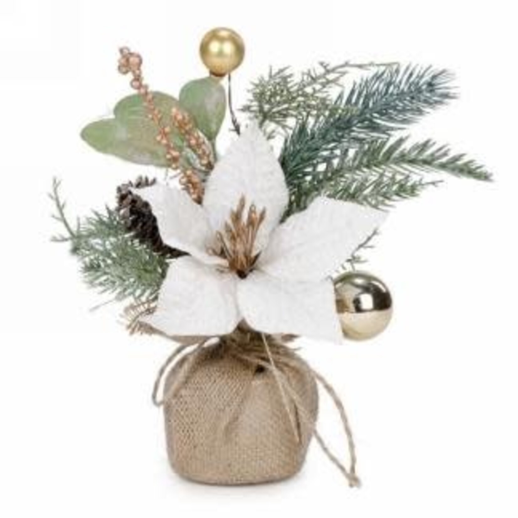 Holiday Gold & White Foliage Decoration