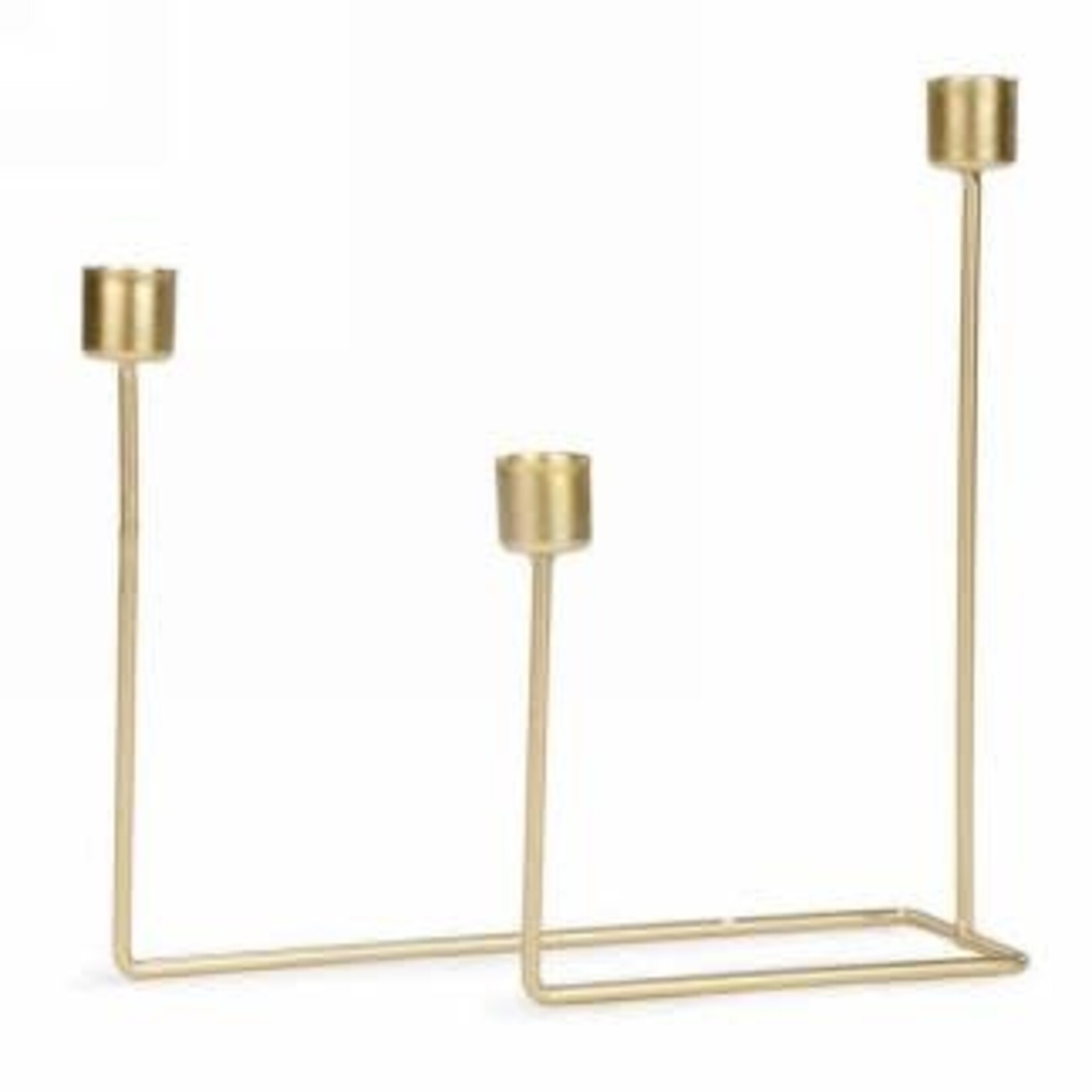Gold Metal Triple Taper Candle Holder