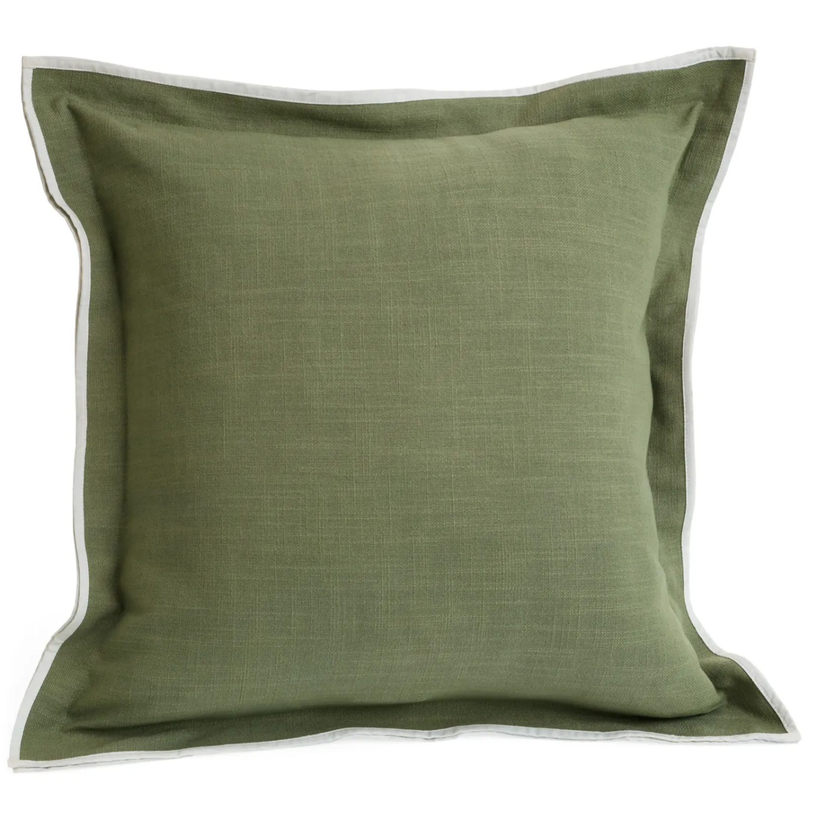 Green Cotton Cushion w Double Flange