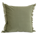 Green Woven Cotton Cushion with Thin Stripes
