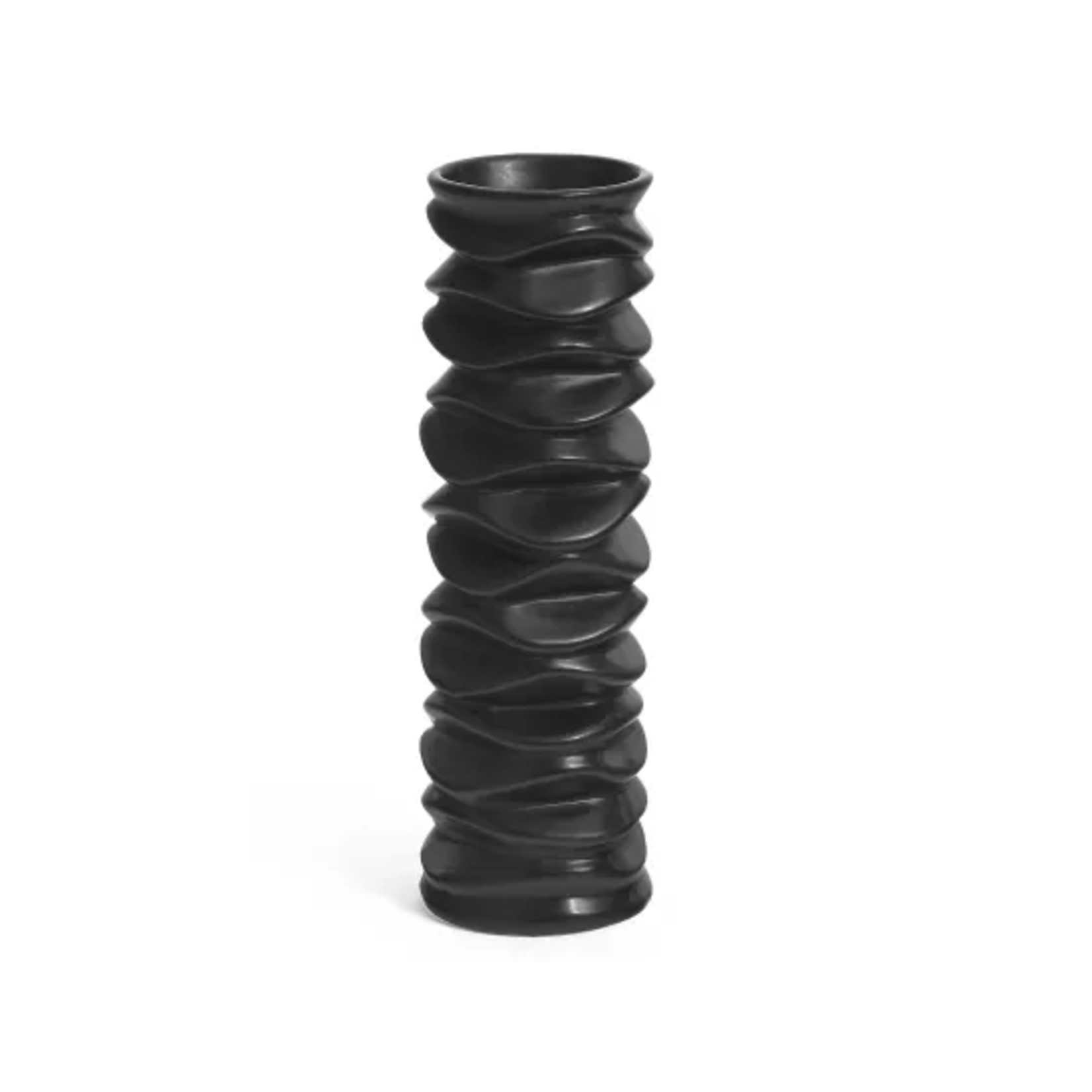 Tall Black Ripple Ceramic Vase