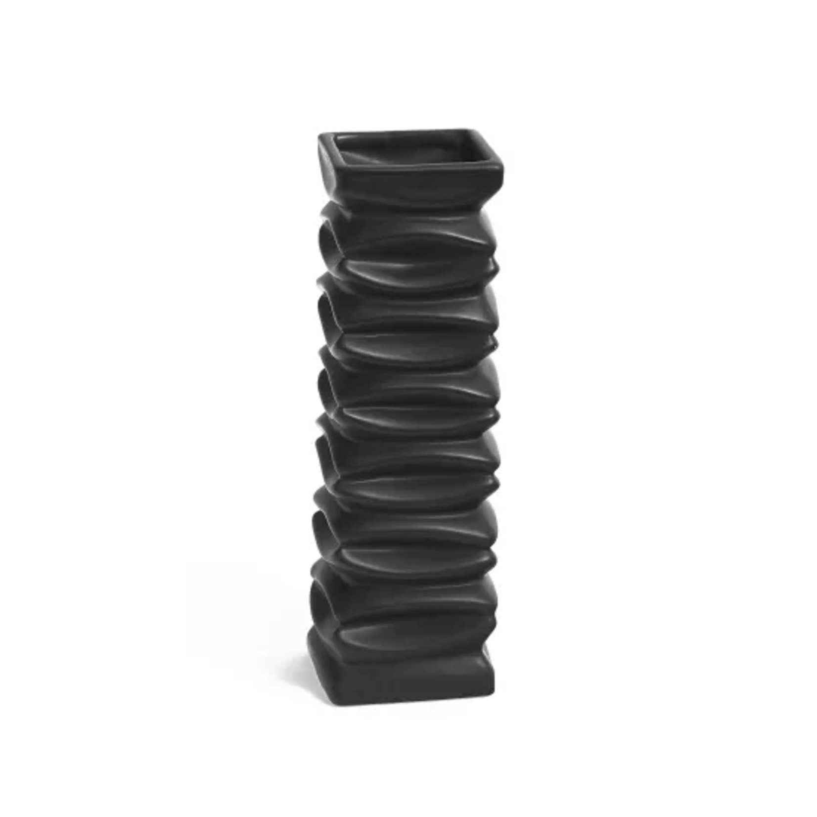Small Black Ripple Ceramic Vase