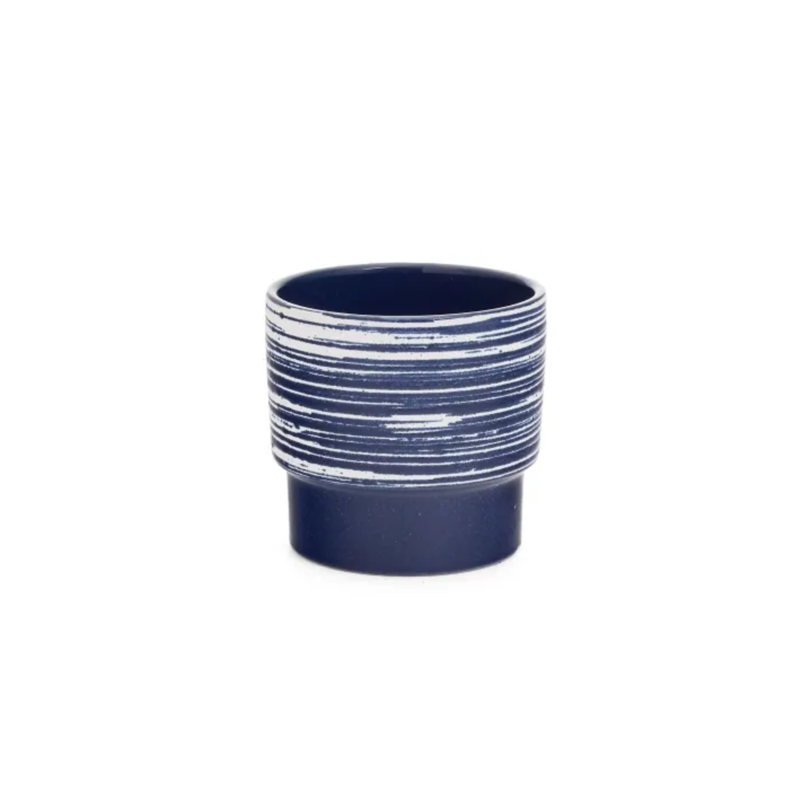 Dark Blue & White Striated Planter
