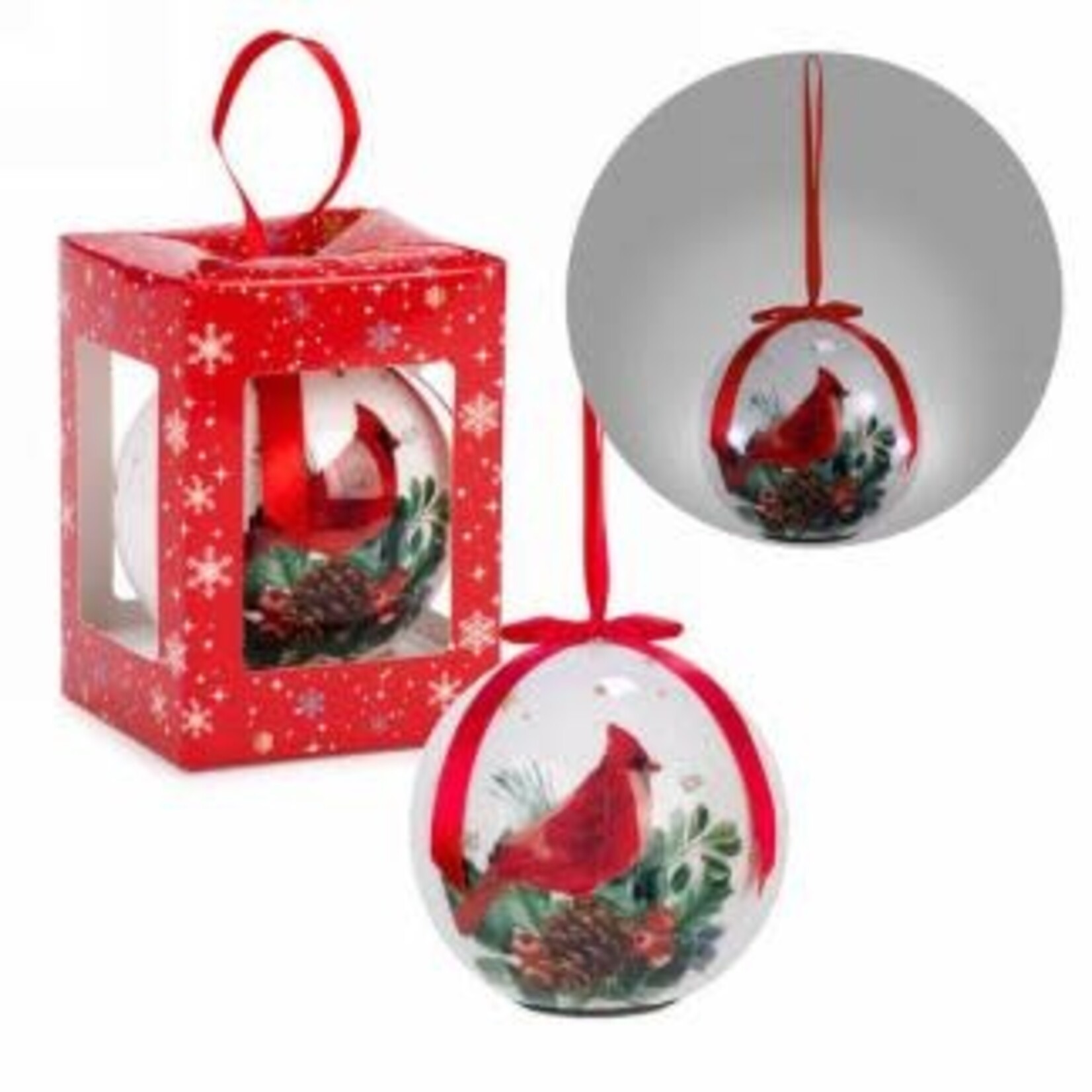 Red Cardinal LED Ball Ornament