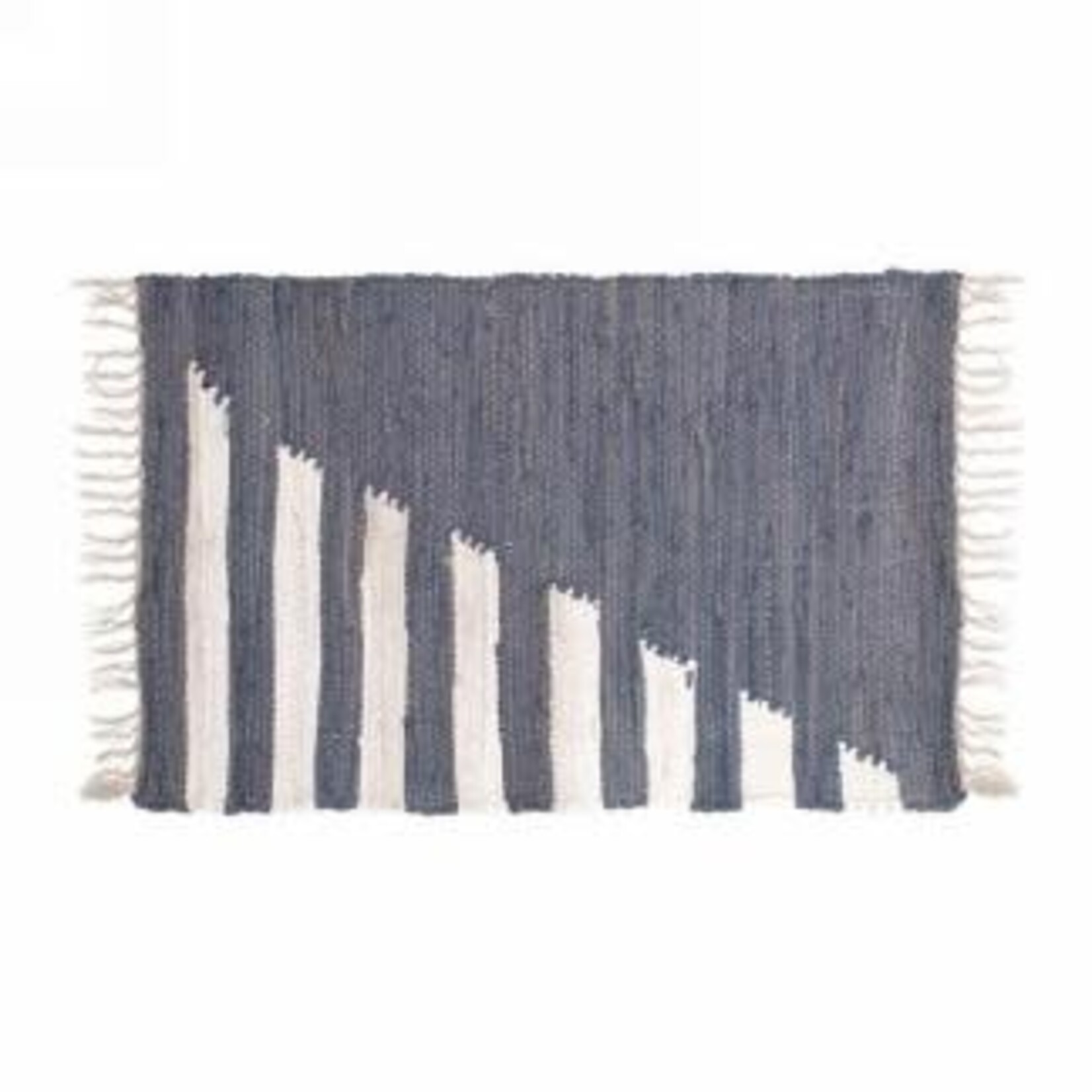Blue & Ivory Striped Rug - 24x36