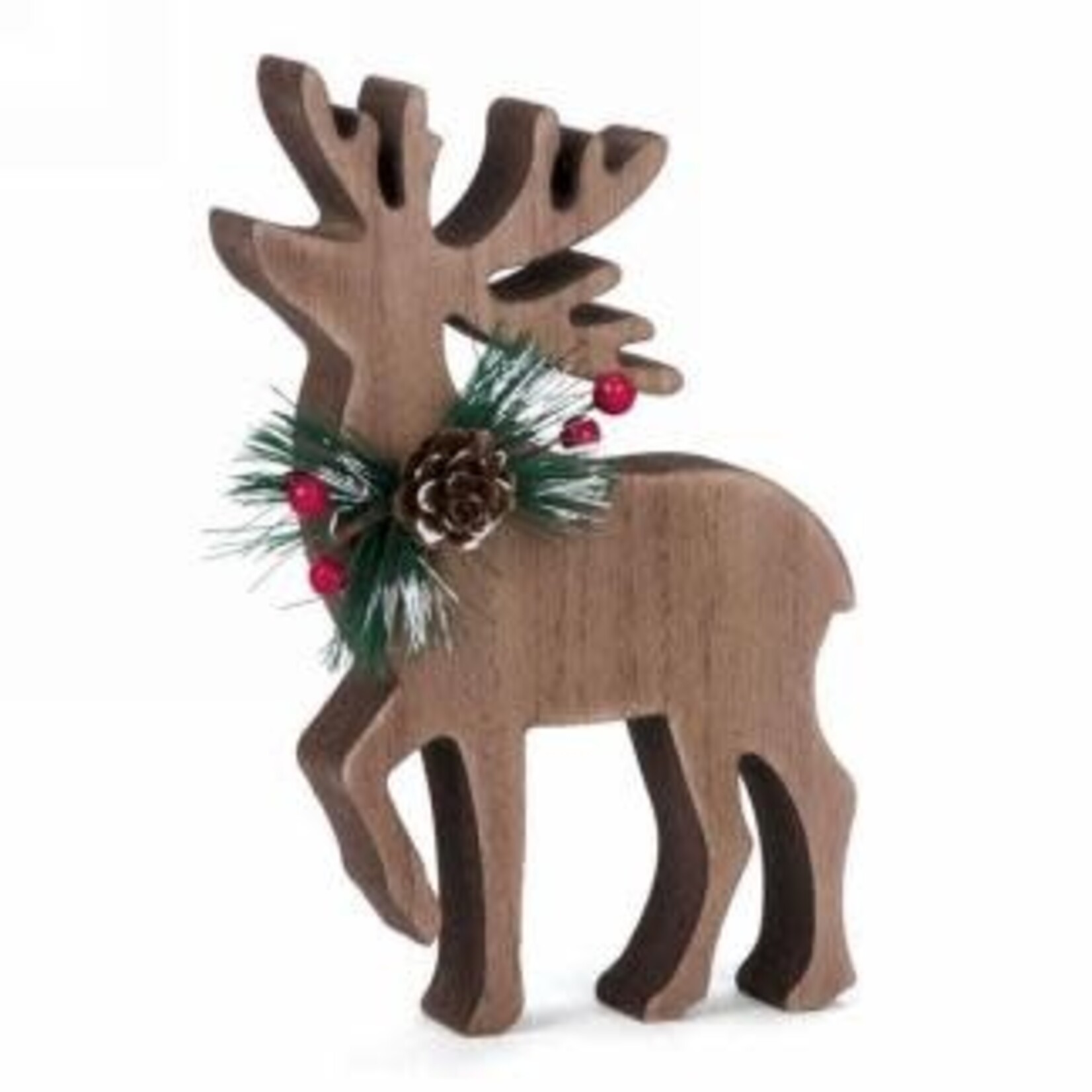 Wood Reindeer w Pine Detail