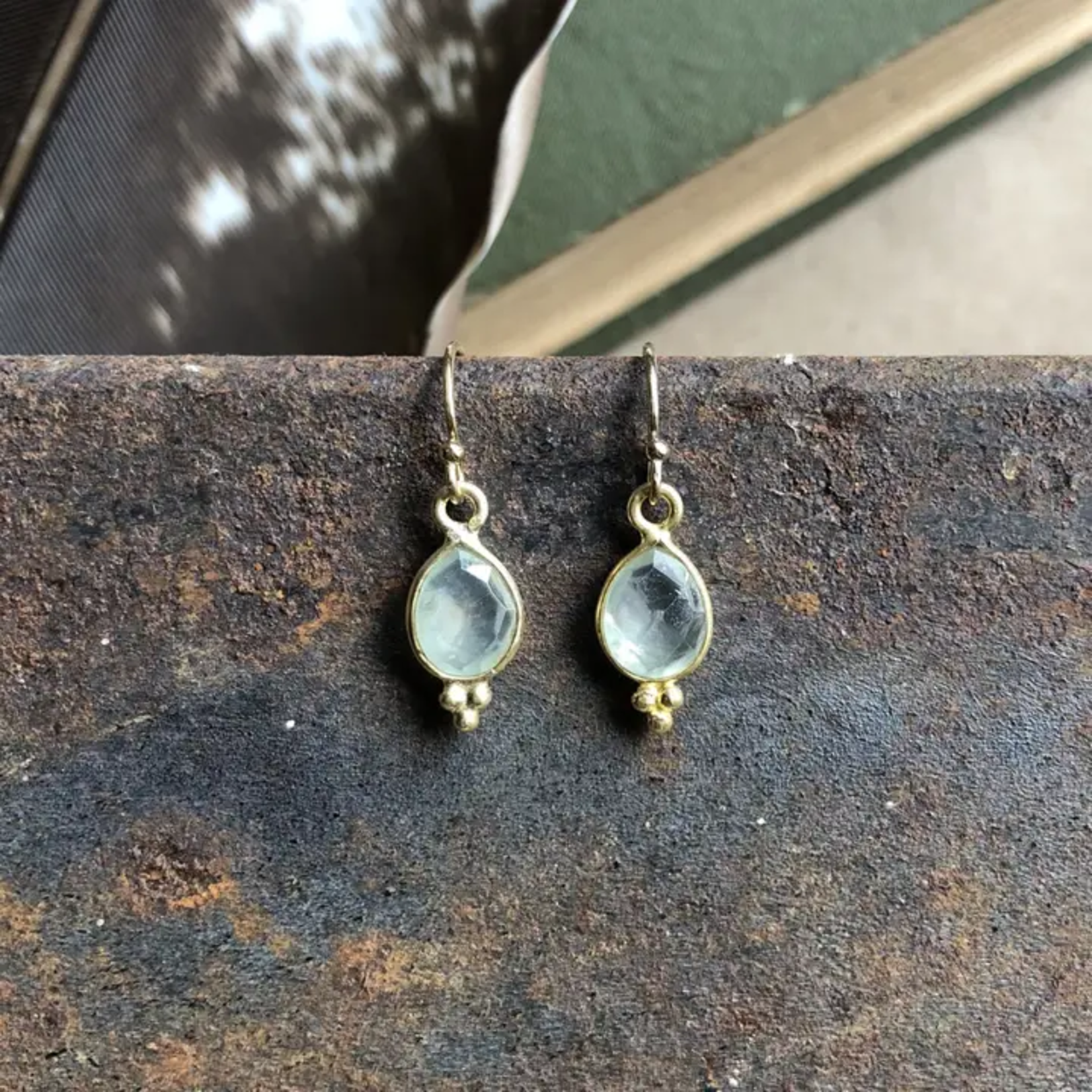 Gold & Prehnite Rise Earrings