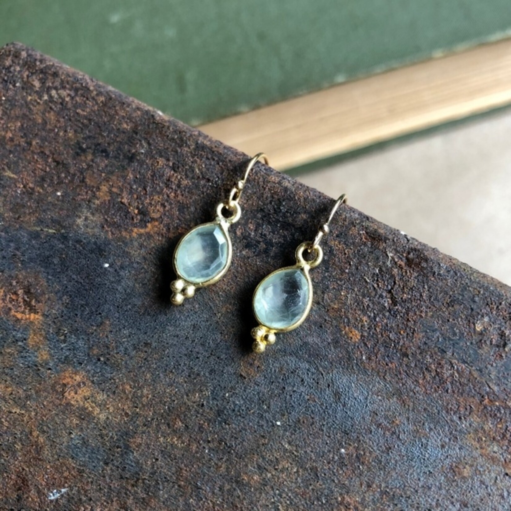 Gold & Prehnite Rise Earrings