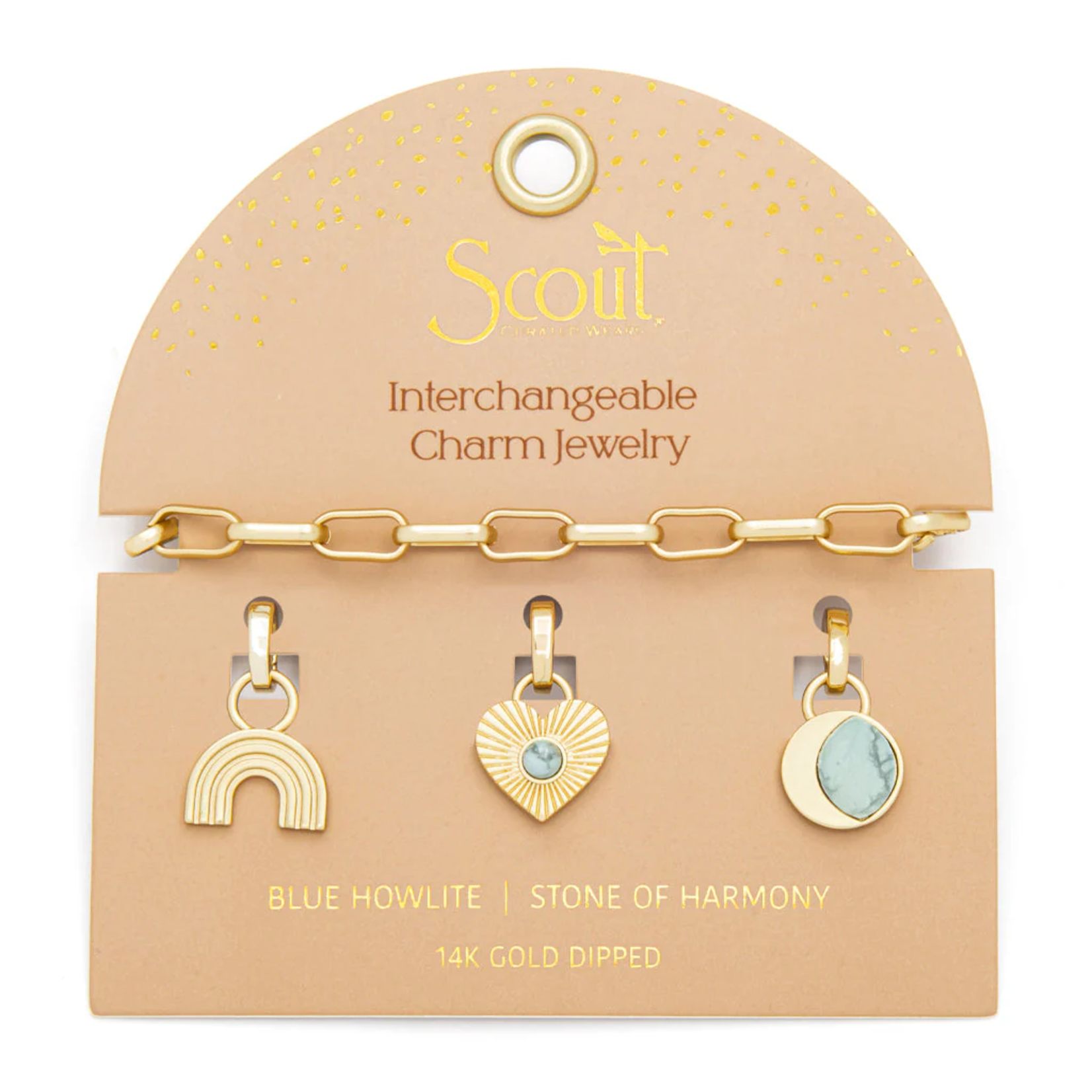 Gold Interchangeable Charm Bracelet - Blue Howlite