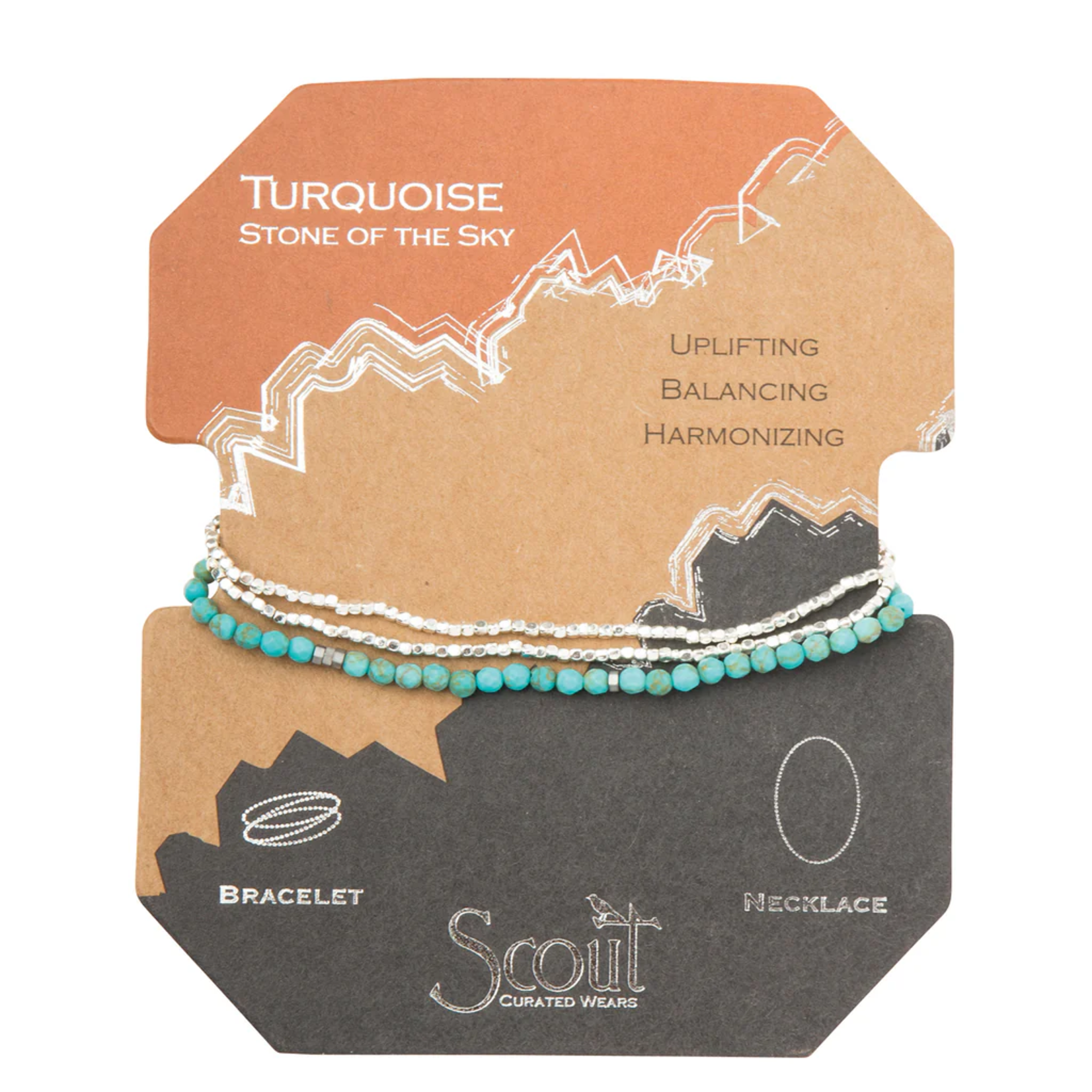 Delicate Stone Wrap Bracelet - Silver Turquoise