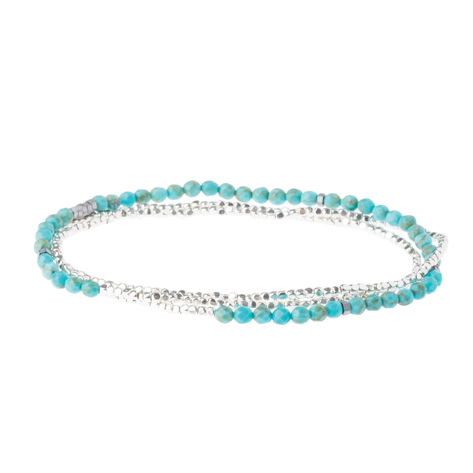 Delicate Stone Wrap Bracelet - Silver Turquoise