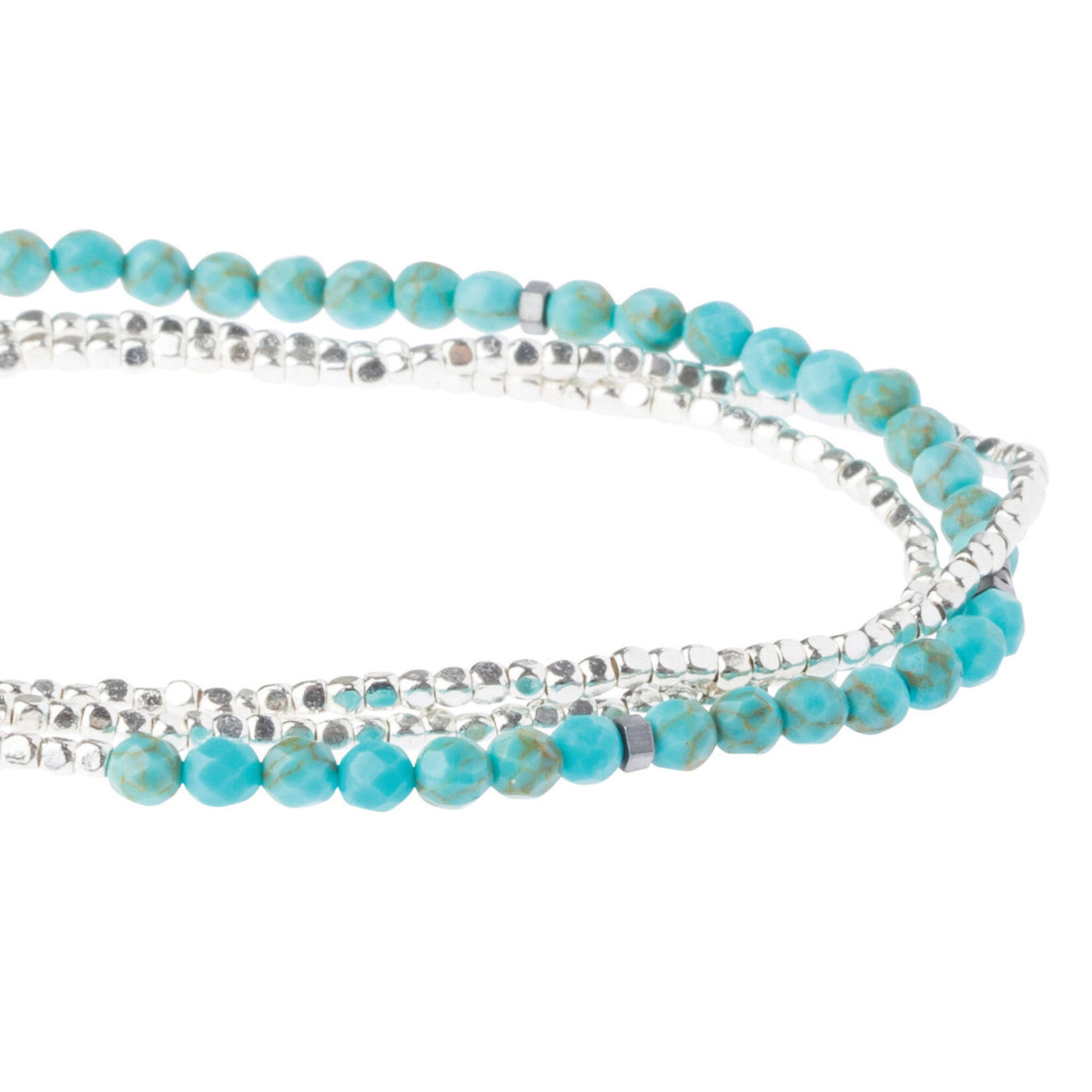 Delicate Stone Wrap Bracelet - Silver Turquoise
